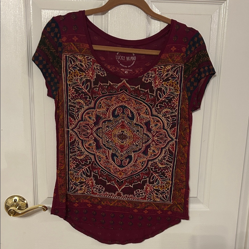 Lucky Brand Women's Maroon Mandala Tee
